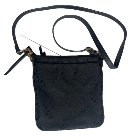 Tommy Hilfiger cross body purse, black with gold and red accents. - Picture 2 of 3